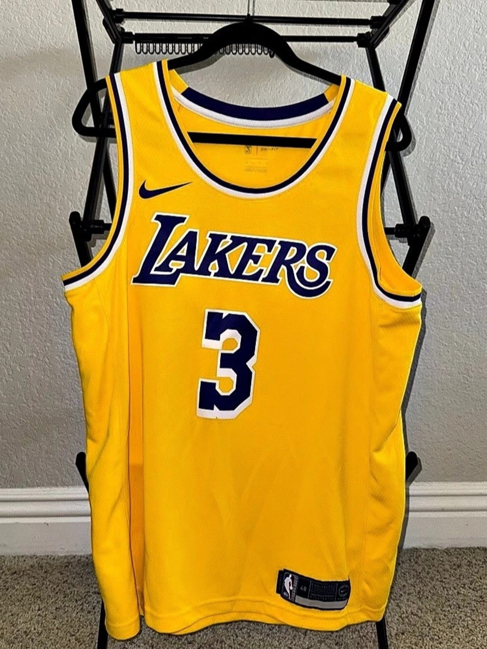 Nike Anthony Davis Los Angeles Lakers Icon Swingman Jersey Mens Large 48 Gold